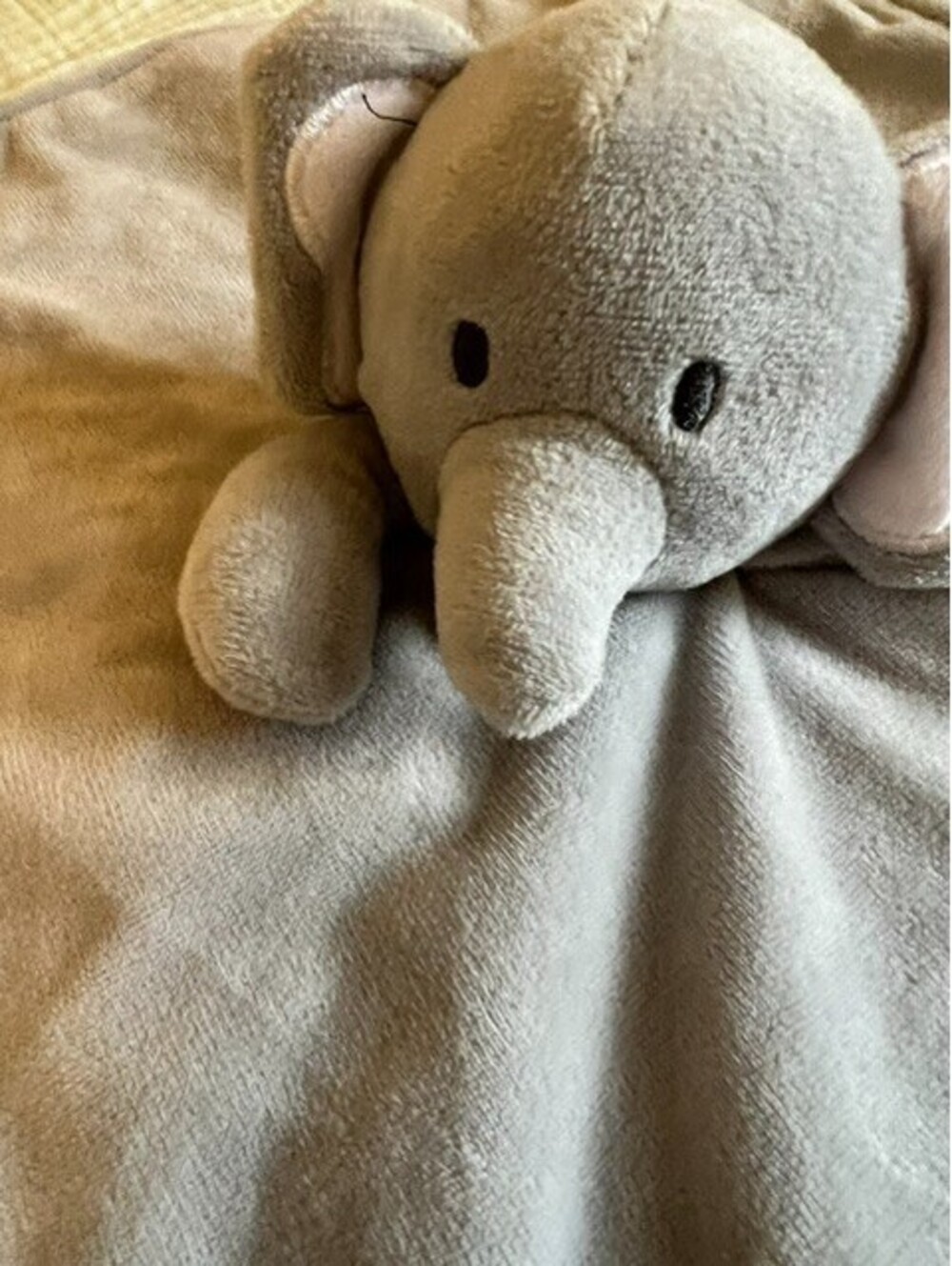 Modern Baby Gray Elephant Blankie Lovey Plush Security Blanket White Ears